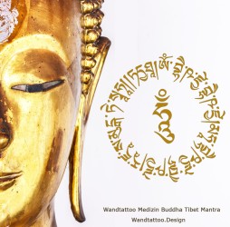 WANDTATTOO MEDIZIN BUDDHA MANTRA FÜR HEILUNG LIEBE UND WEISHEIT
